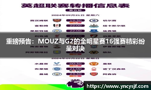 重磅预告：MOUZ与G2的全明星赛16强赛精彩纷呈对决